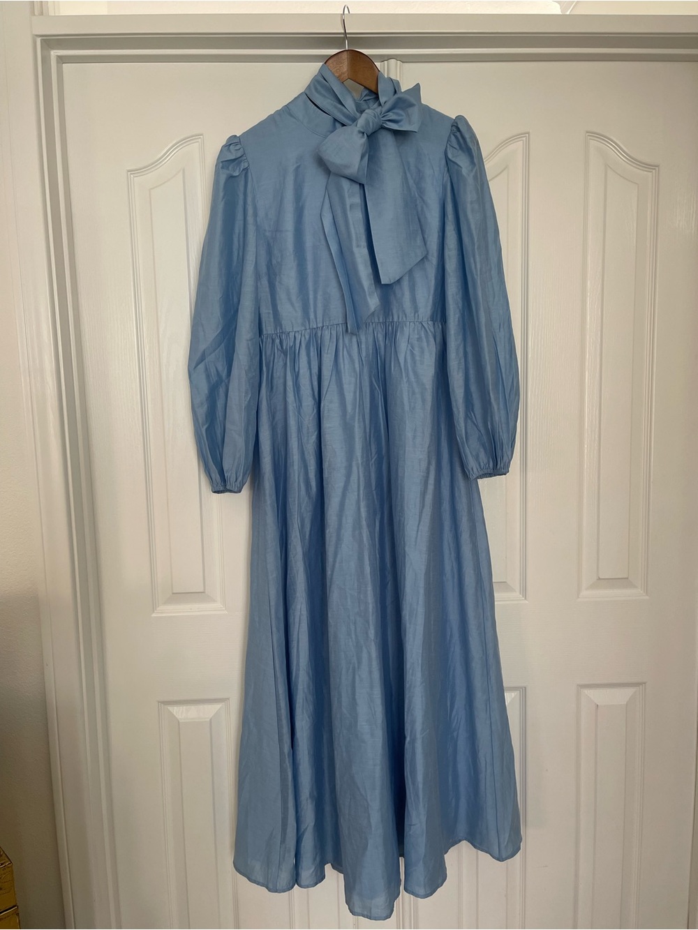 Sister Jane Powder Blue Tie-Neck Midi Dress